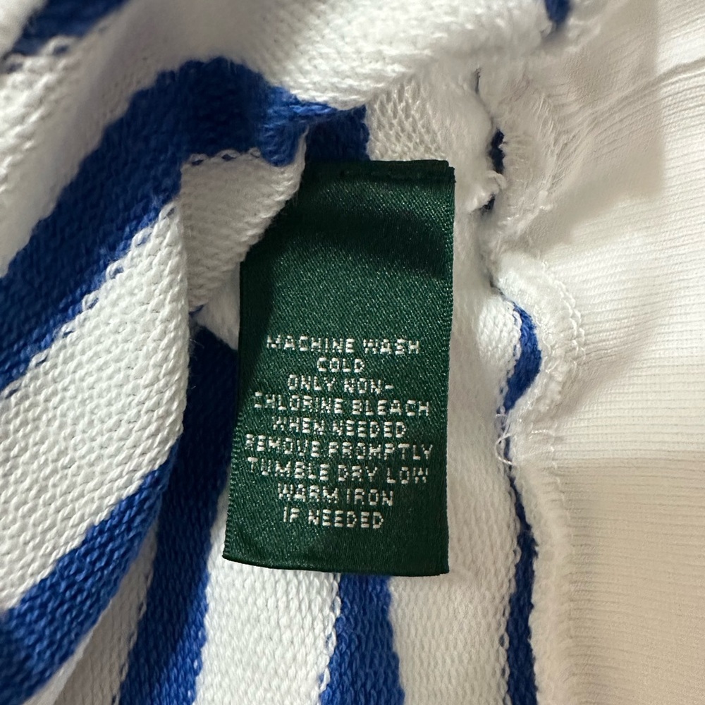 RALPH LAUREN BLUE WHITE STRIPED NAUTICAL V-NECK HOODIE POCKET XL SAILING PREPPY - Picture 10 of 10